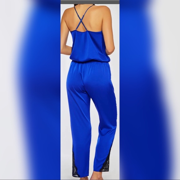 Blue satin and lace jumpsuit - Picture 2 of 2